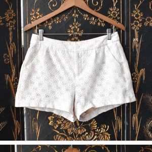 LC Lauren Conrad White Cream Lace Pleated Shorts